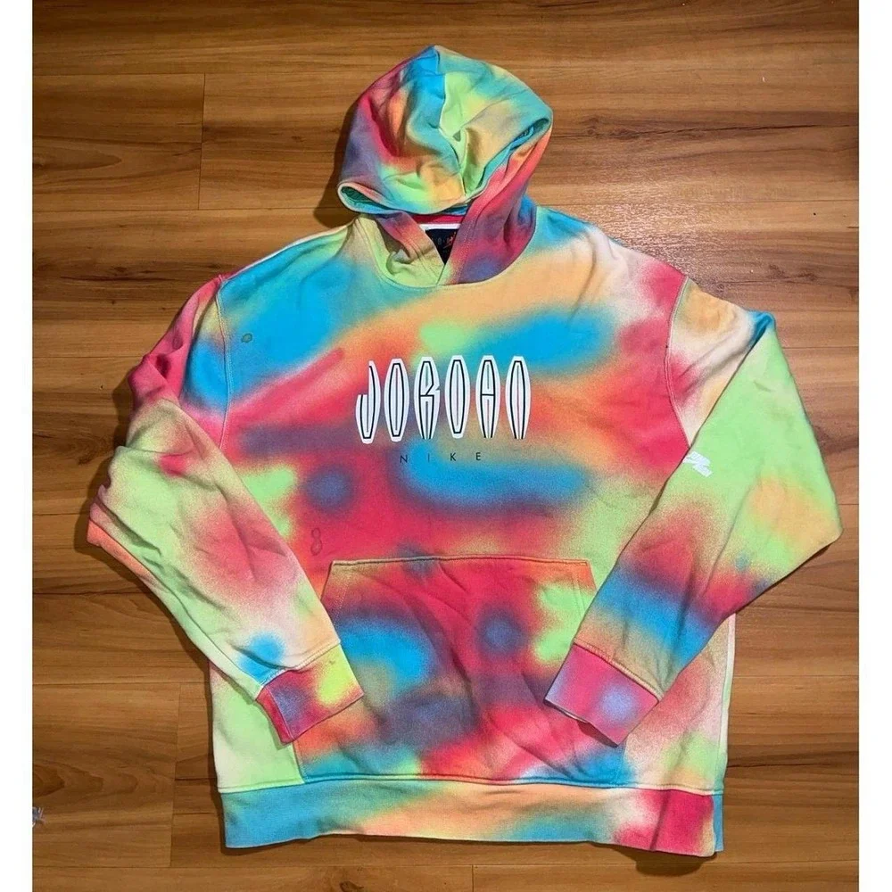 Mens Jordan Nike Jumpman Flight MVP Fleece Tie-Dye Pullover Sweatshirt Hoodie